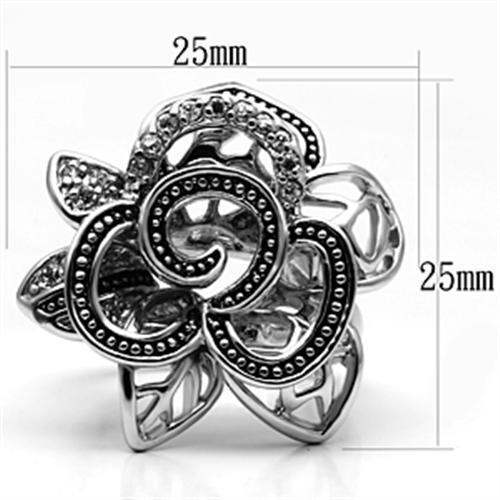 Alamode Rhodium Brass Ring with AAA Grade CZ in Clear - Alamode - Flyclothing LLC