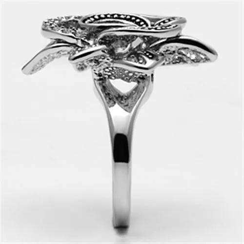 Alamode Rhodium Brass Ring with AAA Grade CZ in Clear - Alamode - Flyclothing LLC