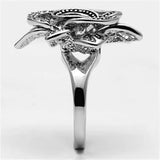 Alamode Rhodium Brass Ring with AAA Grade CZ in Clear - Alamode