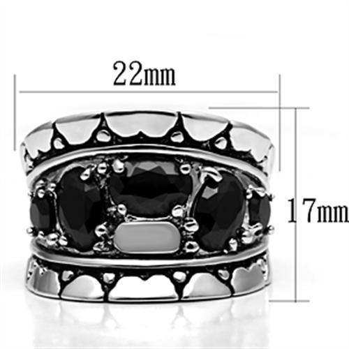 Alamode Rhodium Brass Ring with AAA Grade CZ in Black Diamond - Alamode - Flyclothing LLC