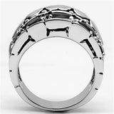 Alamode Rhodium Brass Ring with AAA Grade CZ in Black Diamond - Alamode