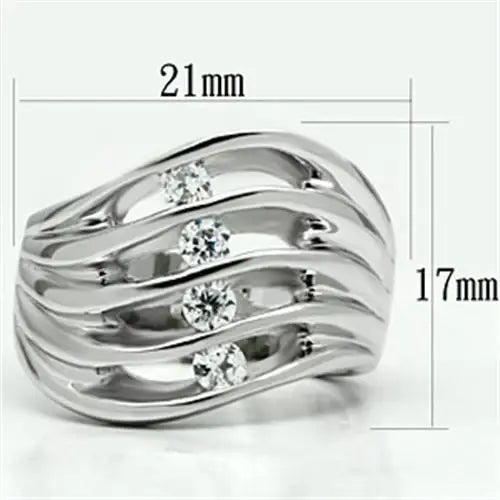 Alamode Rhodium Brass Ring with AAA Grade CZ in Clear - Alamode - Flyclothing LLC