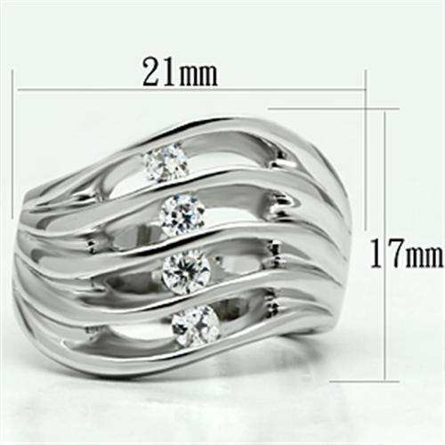 Alamode Rhodium Brass Ring with AAA Grade CZ in Clear - Alamode - Flyclothing LLC