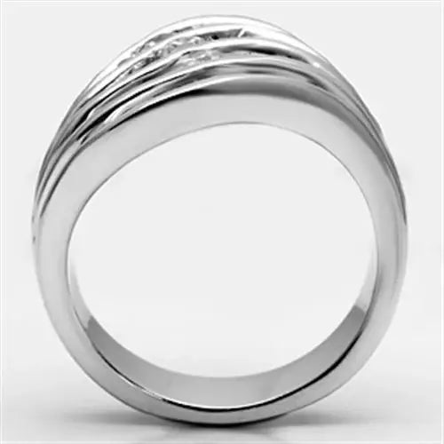 Alamode Rhodium Brass Ring with AAA Grade CZ in Clear - Alamode - Flyclothing LLC