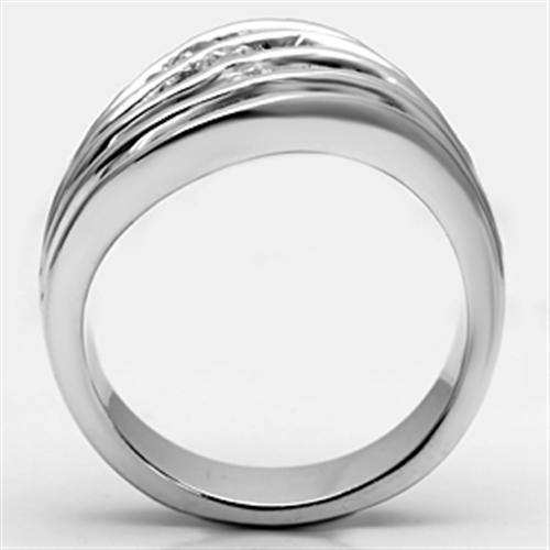 Alamode Rhodium Brass Ring with AAA Grade CZ in Clear - Alamode - Flyclothing LLC