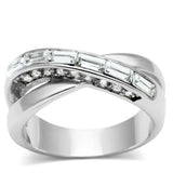 Alamode Rhodium Brass Ring with Top Grade Crystal in Clear - Alamode - Flyclothing LLC