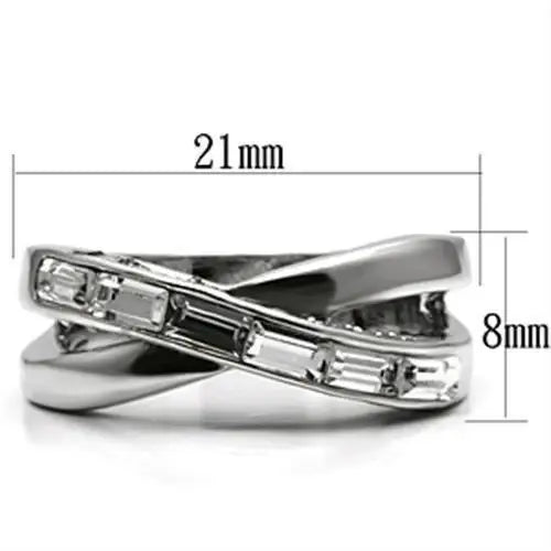 Alamode Rhodium Brass Ring with Top Grade Crystal in Clear - Alamode - Flyclothing LLC