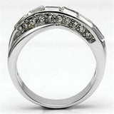 Alamode Rhodium Brass Ring with Top Grade Crystal in Clear - Alamode - Flyclothing LLC