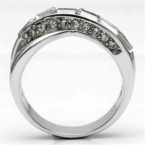 Alamode Rhodium Brass Ring with Top Grade Crystal in Clear - Alamode - Flyclothing LLC
