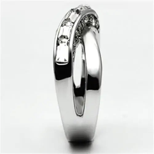 Alamode Rhodium Brass Ring with Top Grade Crystal in Clear - Alamode - Flyclothing LLC