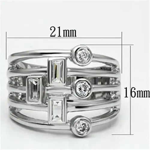 Alamode Rhodium Brass Ring with AAA Grade CZ in Clear - Alamode - Flyclothing LLC