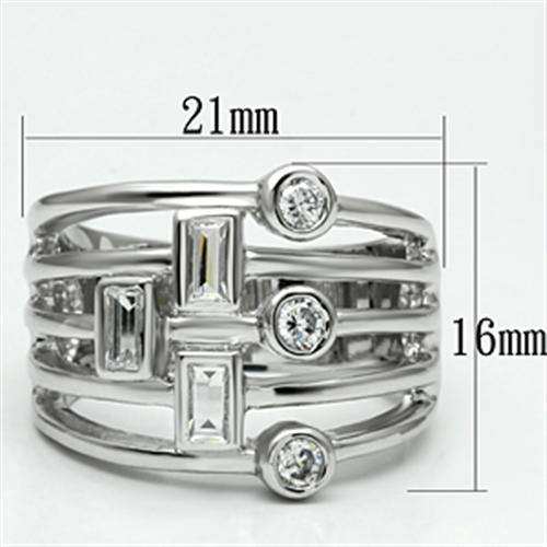 Alamode Rhodium Brass Ring with AAA Grade CZ in Clear - Alamode - Flyclothing LLC