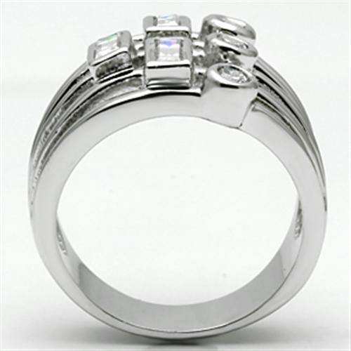 Alamode Rhodium Brass Ring with AAA Grade CZ in Clear - Alamode - Flyclothing LLC