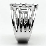 Alamode Rhodium Brass Ring with AAA Grade CZ in Clear - Alamode - Flyclothing LLC