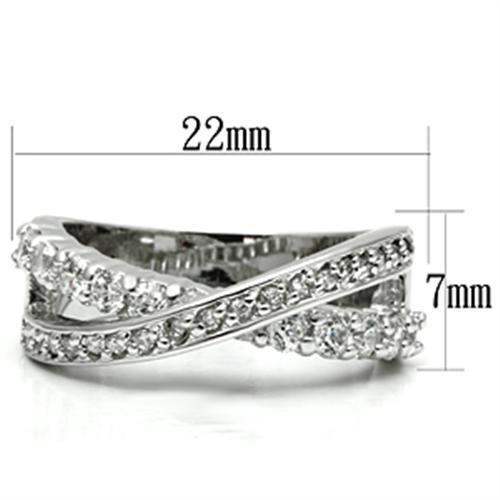 Alamode Rhodium Brass Ring with AAA Grade CZ in Clear - Alamode - Flyclothing LLC