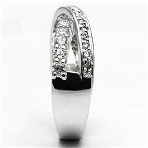 Alamode Rhodium Brass Ring with AAA Grade CZ in Clear - Alamode - Flyclothing LLC
