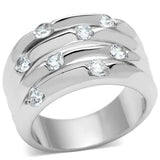 Alamode Rhodium Brass Ring with AAA Grade CZ in Clear - Alamode - Flyclothing LLC
