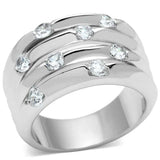 Alamode Rhodium Brass Ring with AAA Grade CZ in Clear - Alamode - Flyclothing LLC