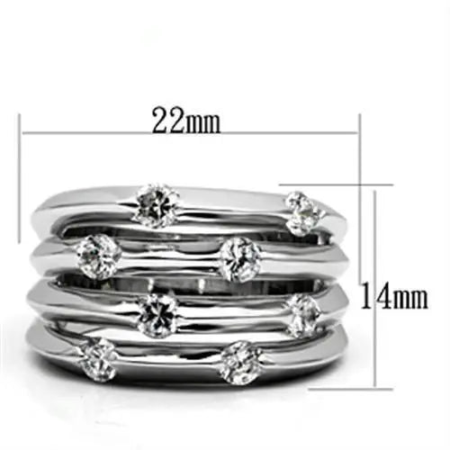 Alamode Rhodium Brass Ring with AAA Grade CZ in Clear - Alamode - Flyclothing LLC