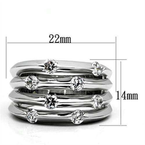 Alamode Rhodium Brass Ring with AAA Grade CZ in Clear - Alamode - Flyclothing LLC