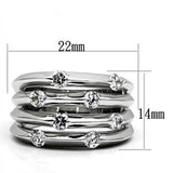 Alamode Rhodium Brass Ring with AAA Grade CZ in Clear - Alamode - Flyclothing LLC