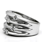 Alamode Rhodium Brass Ring with AAA Grade CZ in Clear - Alamode - Flyclothing LLC