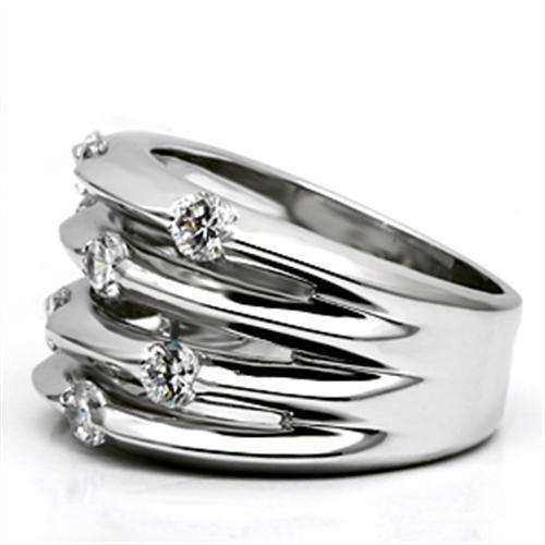 Alamode Rhodium Brass Ring with AAA Grade CZ in Clear - Alamode - Flyclothing LLC