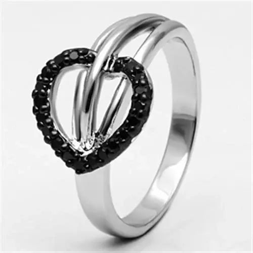 Alamode Rhodium + Ruthenium Brass Ring with AAA Grade CZ in Black Diamond - Alamode - Flyclothing LLC
