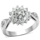 Alamode Rhodium Brass Ring with AAA Grade CZ in Clear - Alamode - Flyclothing LLC