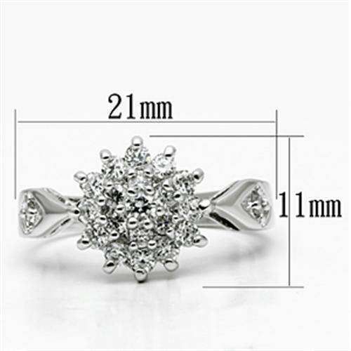 Alamode Rhodium Brass Ring with AAA Grade CZ in Clear - Alamode - Flyclothing LLC
