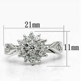 Alamode Rhodium Brass Ring with AAA Grade CZ in Clear - Alamode - Flyclothing LLC