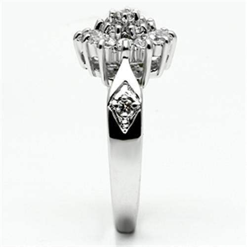 Alamode Rhodium Brass Ring with AAA Grade CZ in Clear - Alamode - Flyclothing LLC
