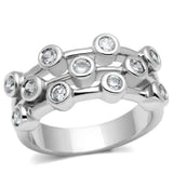 Alamode Rhodium Brass Ring with AAA Grade CZ in Clear - Alamode - Flyclothing LLC
