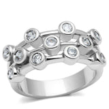 Alamode Rhodium Brass Ring with AAA Grade CZ in Clear - Alamode - Flyclothing LLC