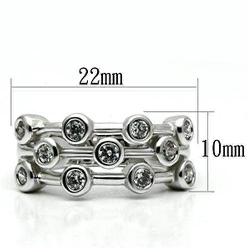 Alamode Rhodium Brass Ring with AAA Grade CZ in Clear - Alamode - Flyclothing LLC