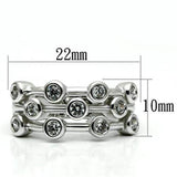 Alamode Rhodium Brass Ring with AAA Grade CZ in Clear - Alamode - Flyclothing LLC