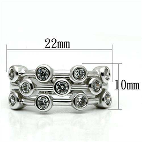 Alamode Rhodium Brass Ring with AAA Grade CZ in Clear - Alamode - Flyclothing LLC