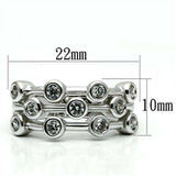 Alamode Rhodium Brass Ring with AAA Grade CZ in Clear - Alamode - Flyclothing LLC