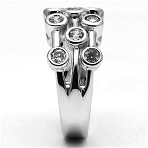 Alamode Rhodium Brass Ring with AAA Grade CZ in Clear - Alamode - Flyclothing LLC