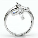 Alamode Rhodium Brass Ring with AAA Grade CZ in Clear - Alamode