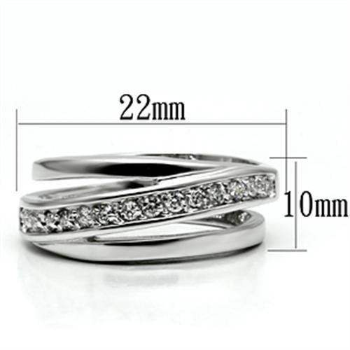 Alamode Rhodium Brass Ring with AAA Grade CZ in Clear - Alamode - Flyclothing LLC