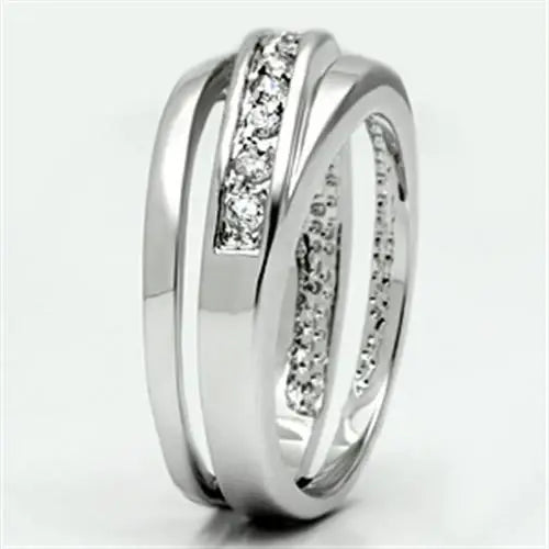 Alamode Rhodium Brass Ring with AAA Grade CZ in Clear - Alamode - Flyclothing LLC