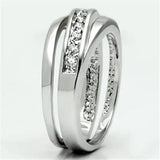 Alamode Rhodium Brass Ring with AAA Grade CZ in Clear - Alamode - Flyclothing LLC