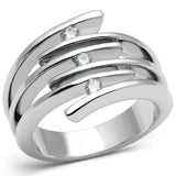 Alamode Rhodium Brass Ring with AAA Grade CZ in Clear - Alamode - Flyclothing LLC