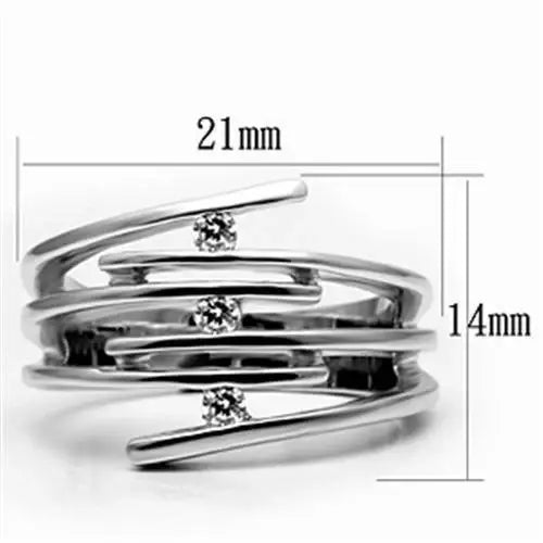 Alamode Rhodium Brass Ring with AAA Grade CZ in Clear - Alamode - Flyclothing LLC