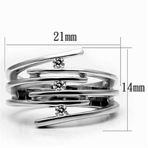 Alamode Rhodium Brass Ring with AAA Grade CZ in Clear - Alamode - Flyclothing LLC