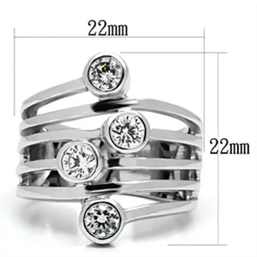 Alamode Rhodium Brass Ring with AAA Grade CZ in Clear - Alamode - Flyclothing LLC