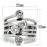 Alamode Rhodium Brass Ring with AAA Grade CZ in Clear - Alamode - Flyclothing LLC