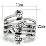 Alamode Rhodium Brass Ring with AAA Grade CZ in Clear - Alamode - Flyclothing LLC