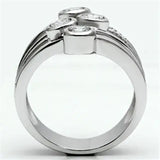 Alamode Rhodium Brass Ring with AAA Grade CZ in Clear - Alamode - Flyclothing LLC